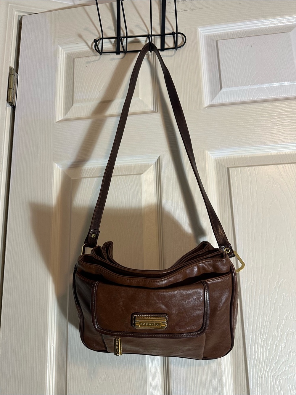 Capezio Brown Leather Satchel with Front Zip Pocket